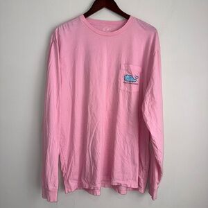 VINEYARD VINES Mens XL Pink Blue Tropical Shell Long Sleeve Pocket TShirt H3